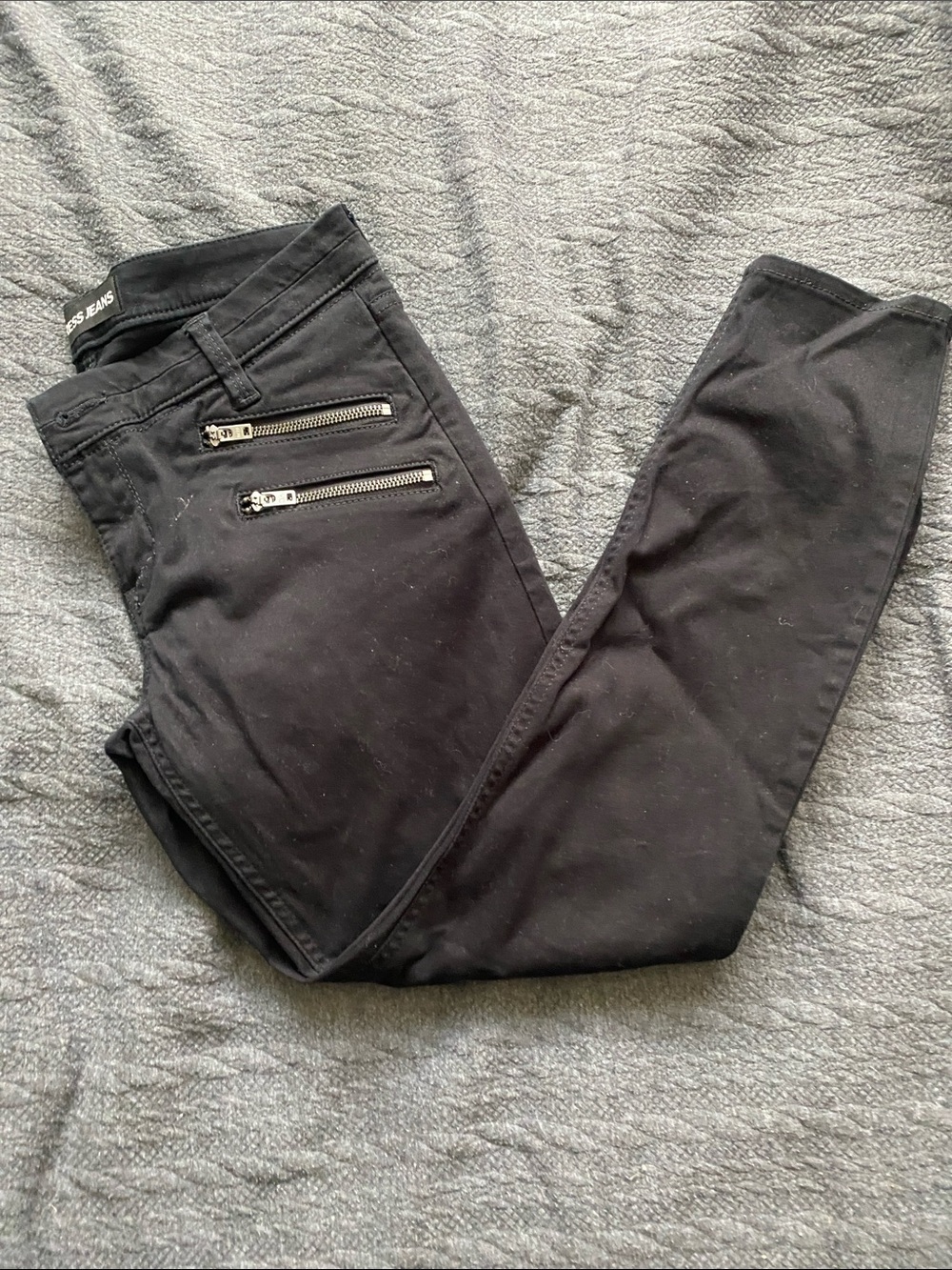 Express jeans Black Ankle Skinny Jeans with Zipper Detail - Women's